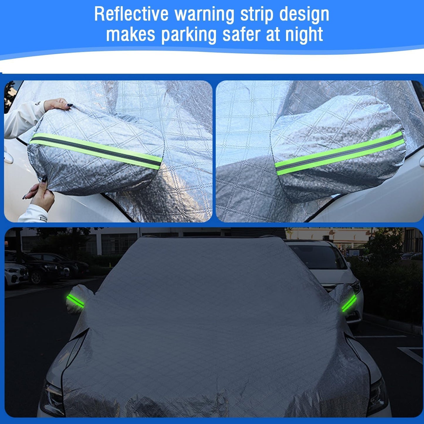 Protection Pare Brise Voiture Hiver, Couverture Pare Brise Voiture Hiver, 255X235Cm, Repliable Voiture Couverture, Universelle Pour Voiture anti Givre, Neige, Pluie Et Soleil UV