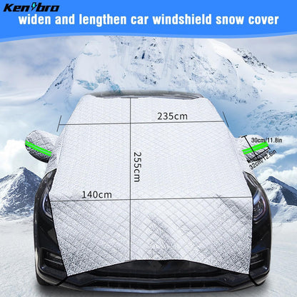 Protection Pare Brise Voiture Hiver, Couverture Pare Brise Voiture Hiver, 255X235Cm, Repliable Voiture Couverture, Universelle Pour Voiture anti Givre, Neige, Pluie Et Soleil UV